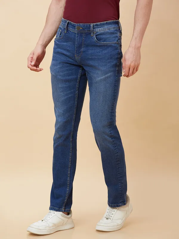 Blue Slim Fit Men's Denims by Being Human Clothing